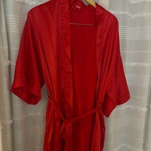 3/$10 SALE Red Satin Dressing Robe